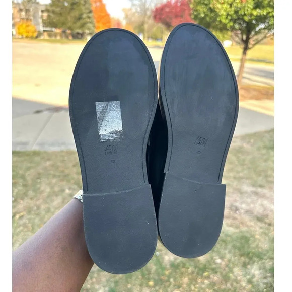 H&M Women’s Black Leather Loafers Size 9 - Picture 11 of 12